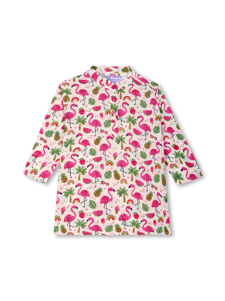 Flamingo Fiesta Girls Kurta Pajama Set