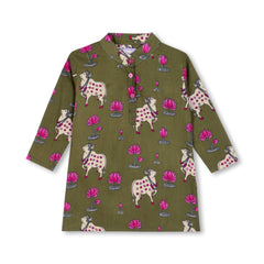 Pichwai Pastures Girls Kurta Pajama Set