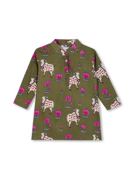Pichwai Pastures Girls Kurta Pajama Set