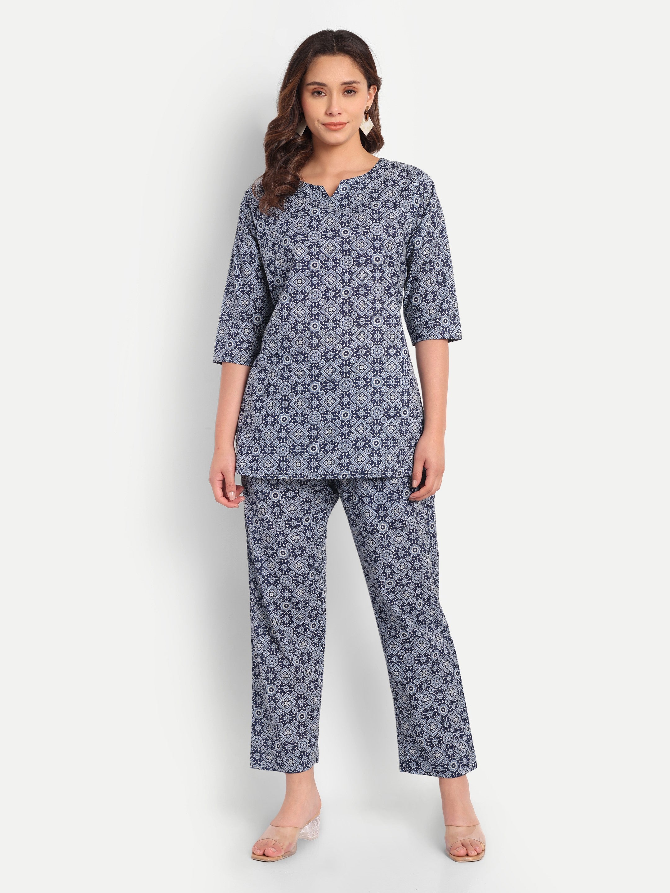 Indigo Jaali – 100% Cotton Loungewear Set