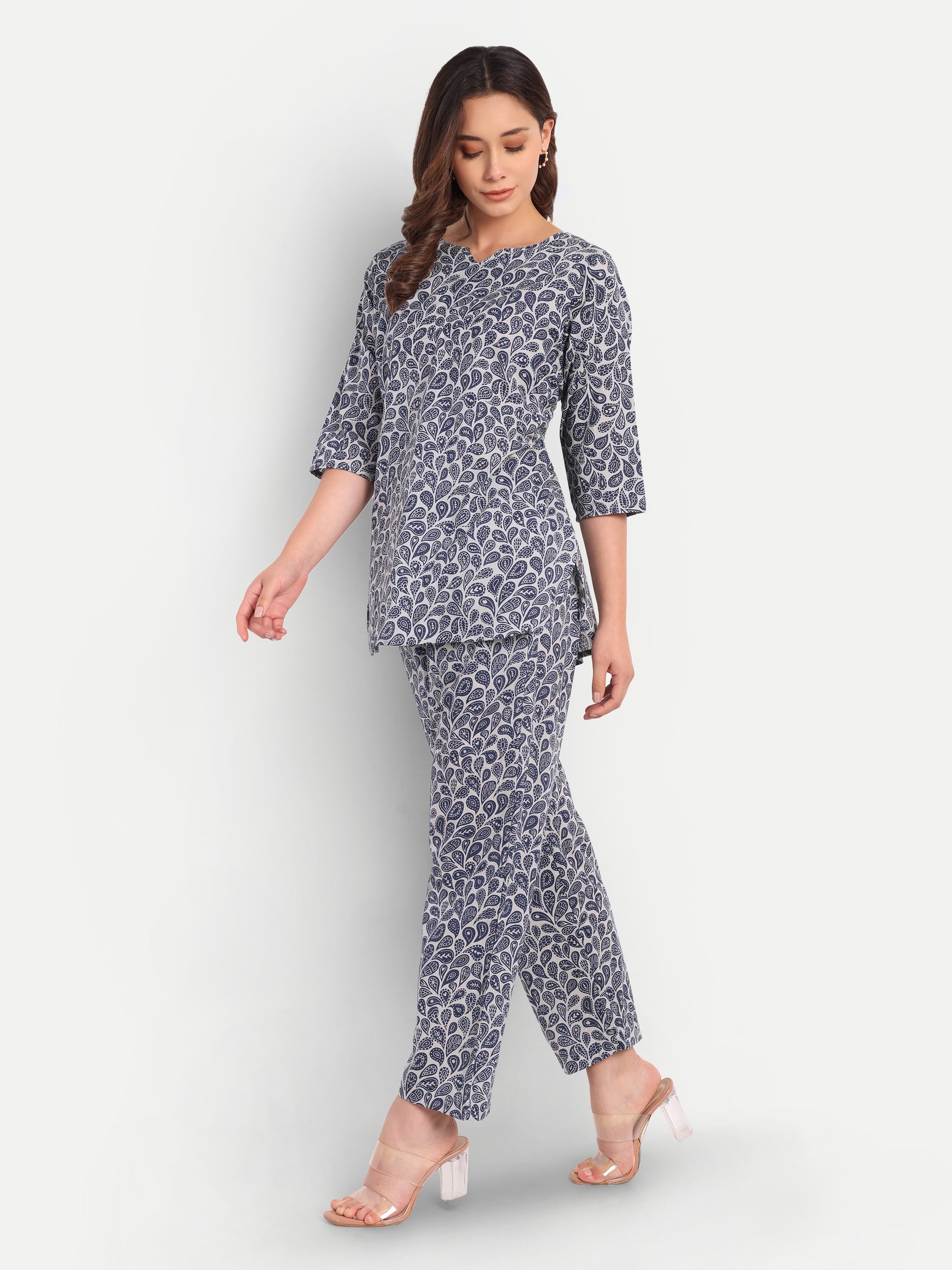 Blue Mehfil Paisley – 100% Cotton Loungewear Set