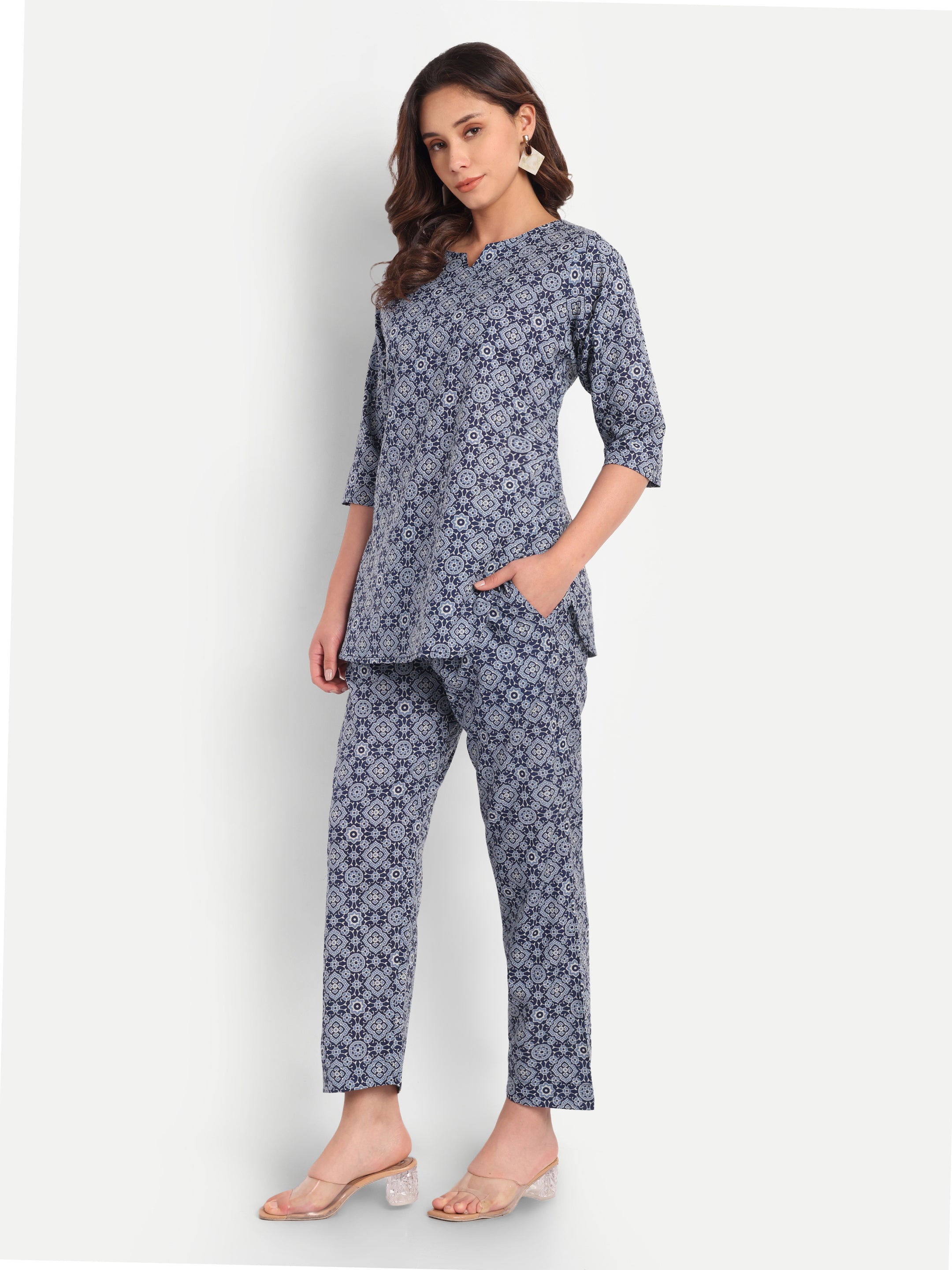 Indigo Jaali – 100% Cotton Loungewear Set