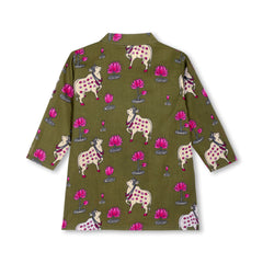 Pichwai Pastures Girls Kurta Pajama Set