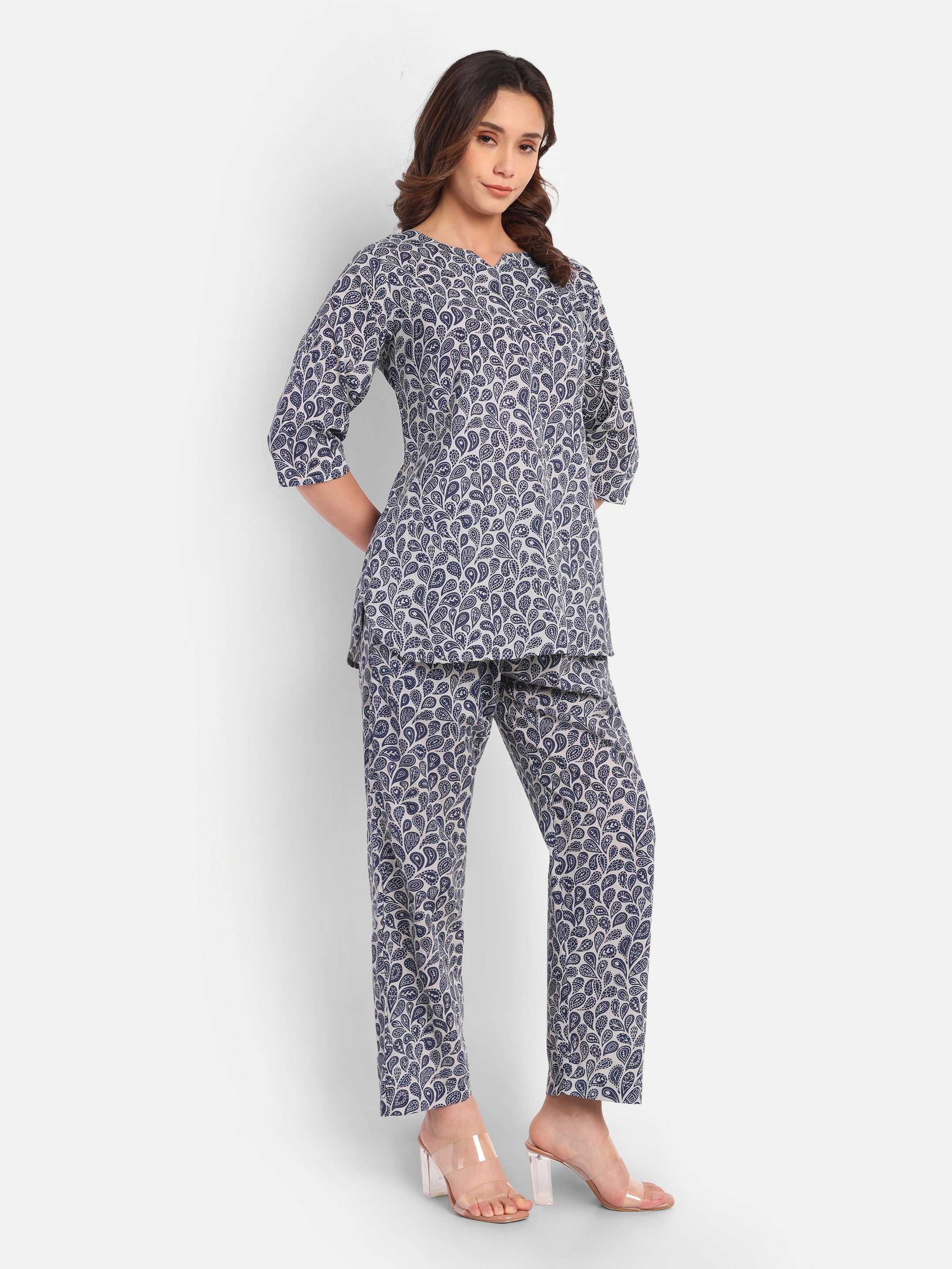 Blue Mehfil Paisley – 100% Cotton Loungewear Set