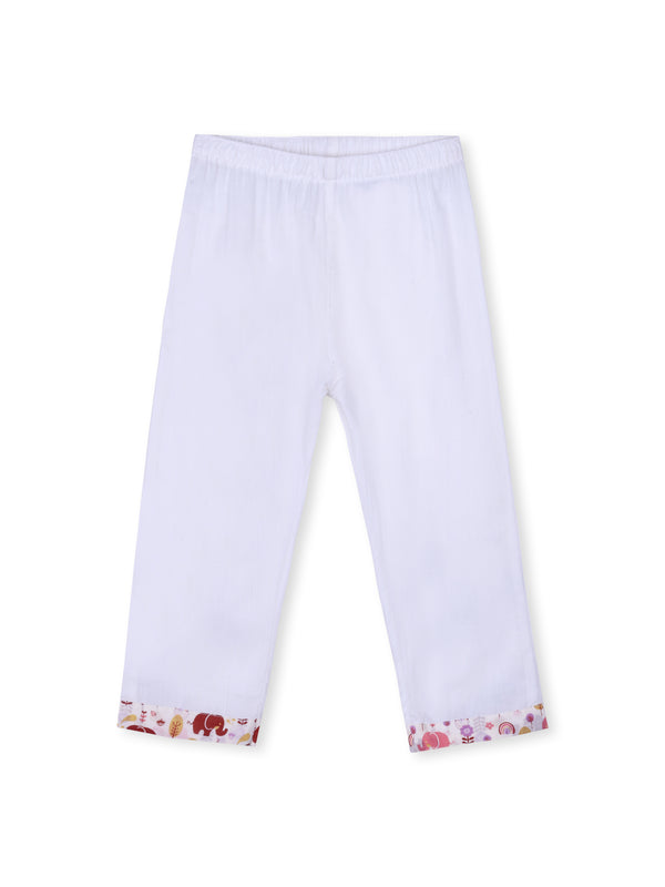Pink Elephant Courtyard Girls Kurta Pajama Set