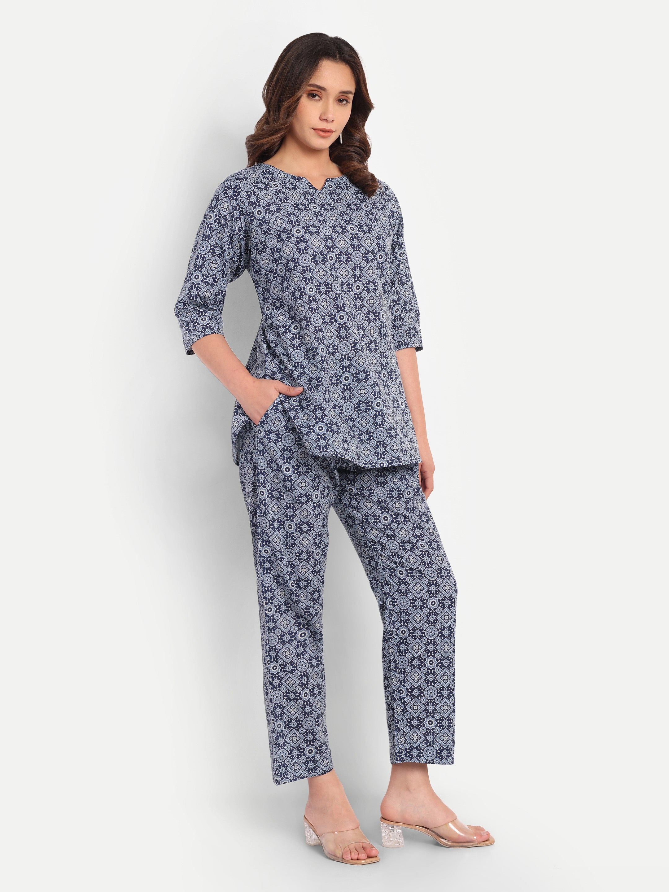 Indigo Jaali – 100% Cotton Loungewear Set