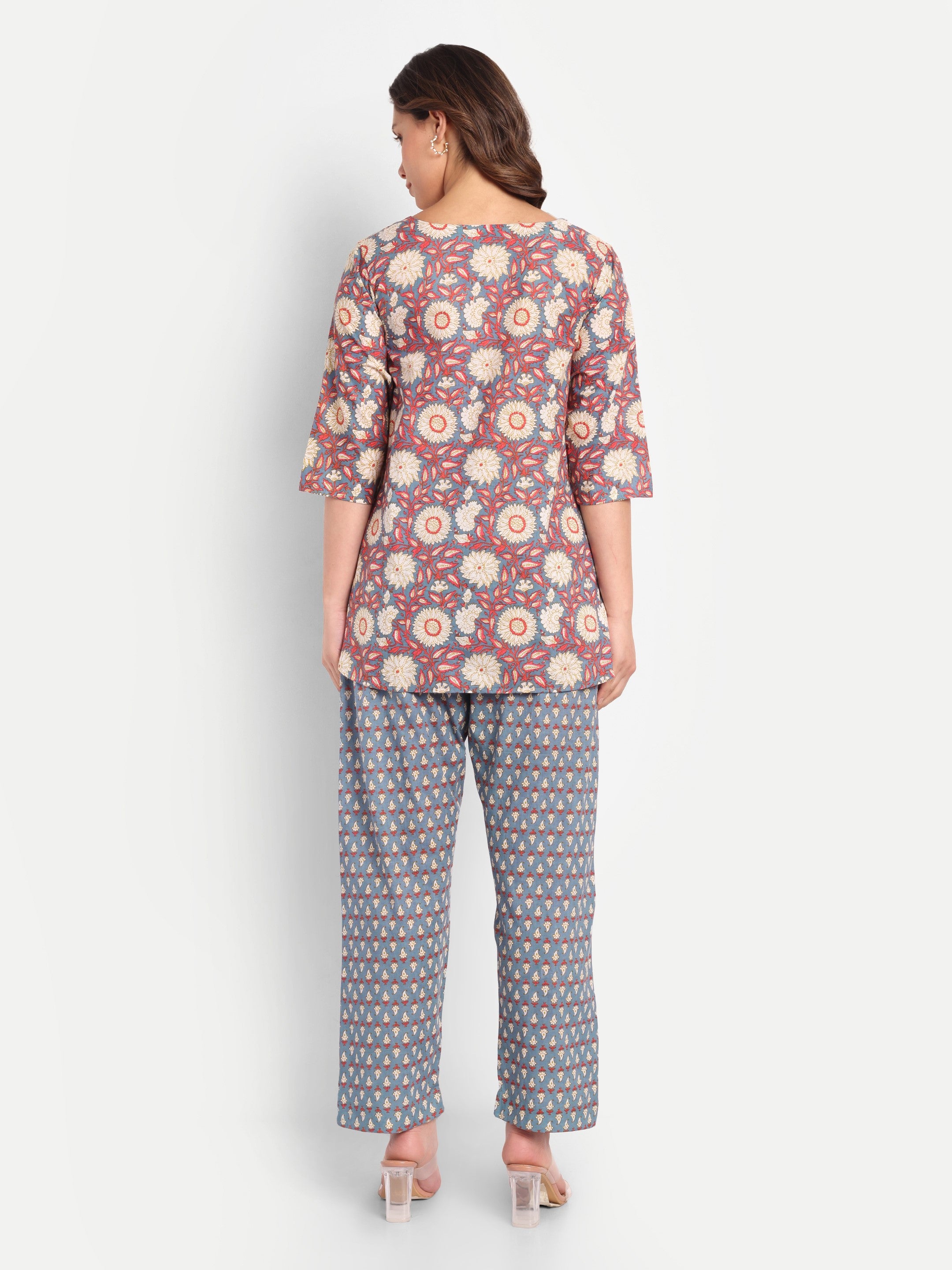 Willow Weave – Slate Blue – 100% Cotton Loungewear Set