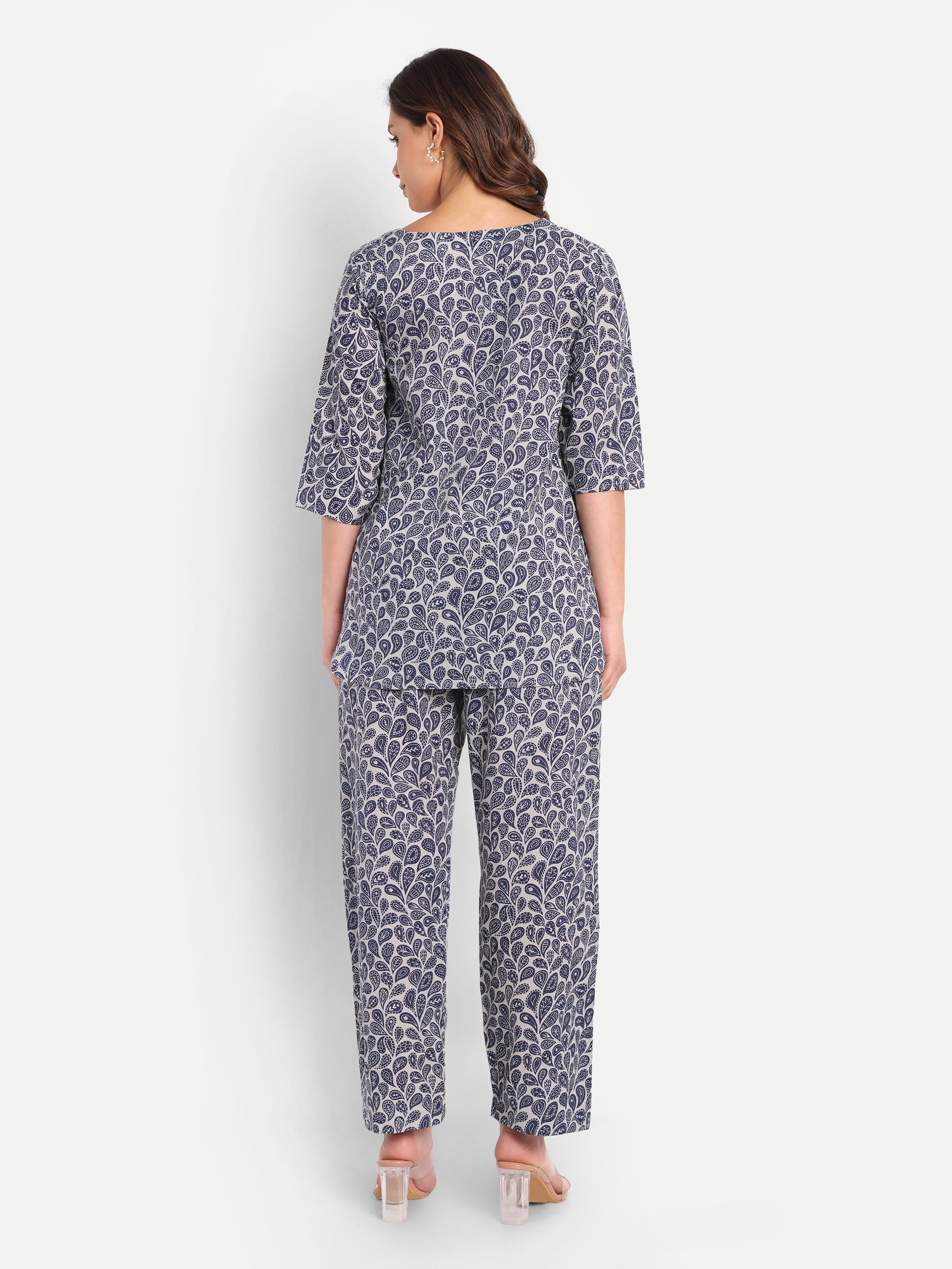 Blue Mehfil Paisley – 100% Cotton Loungewear Set