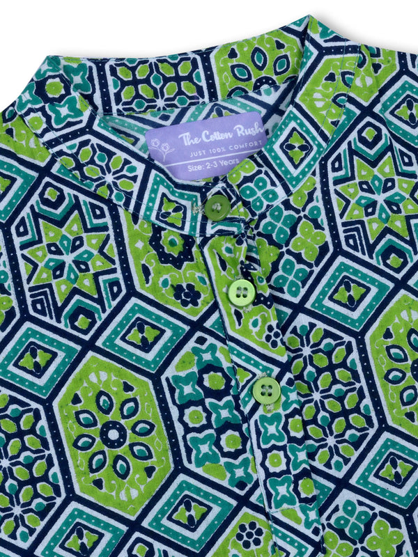Jaipur Greens Girls Kurta Pajama Set