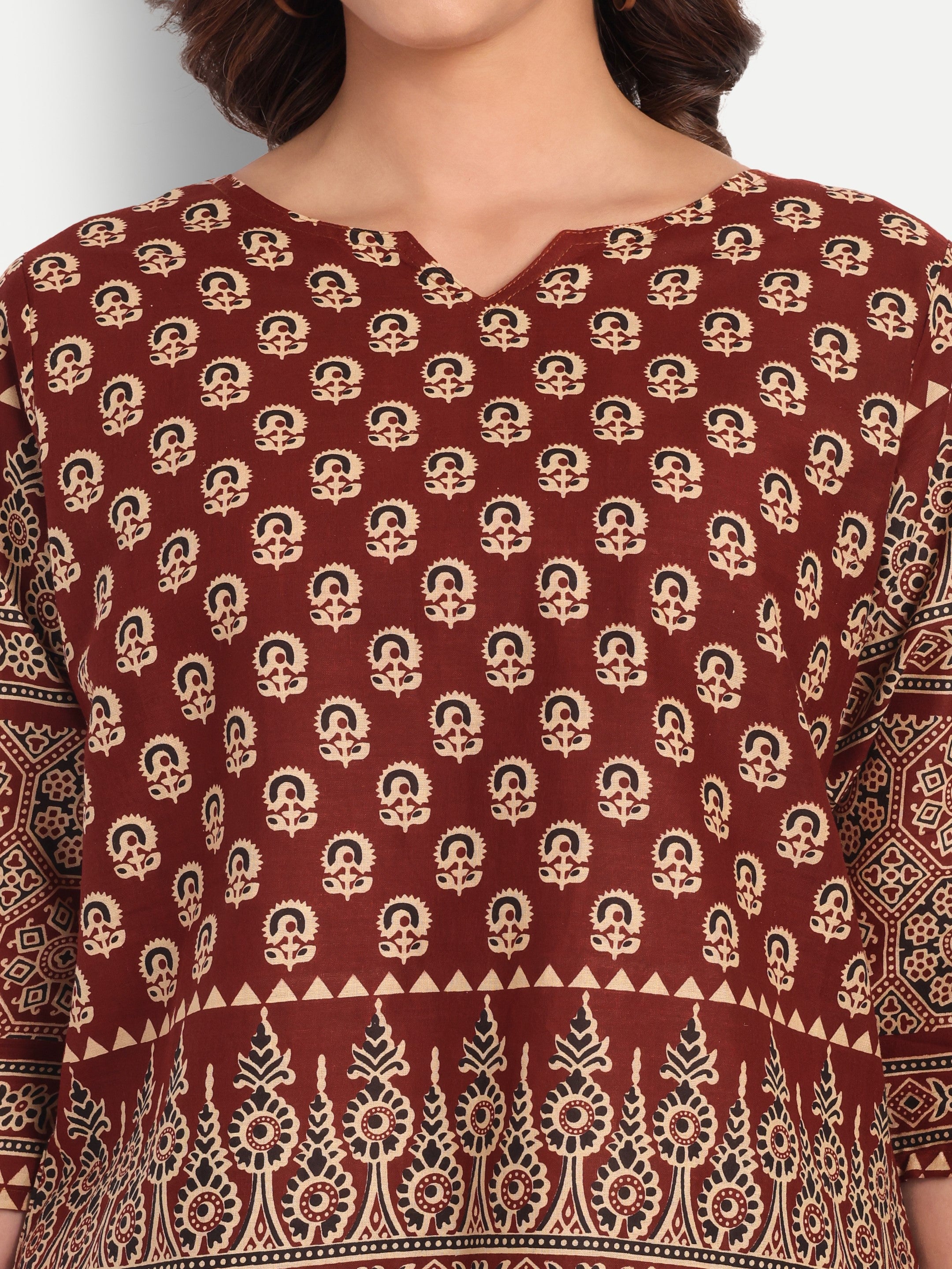 Rust Heritage Bloom – 100% Cotton Loungewear Set