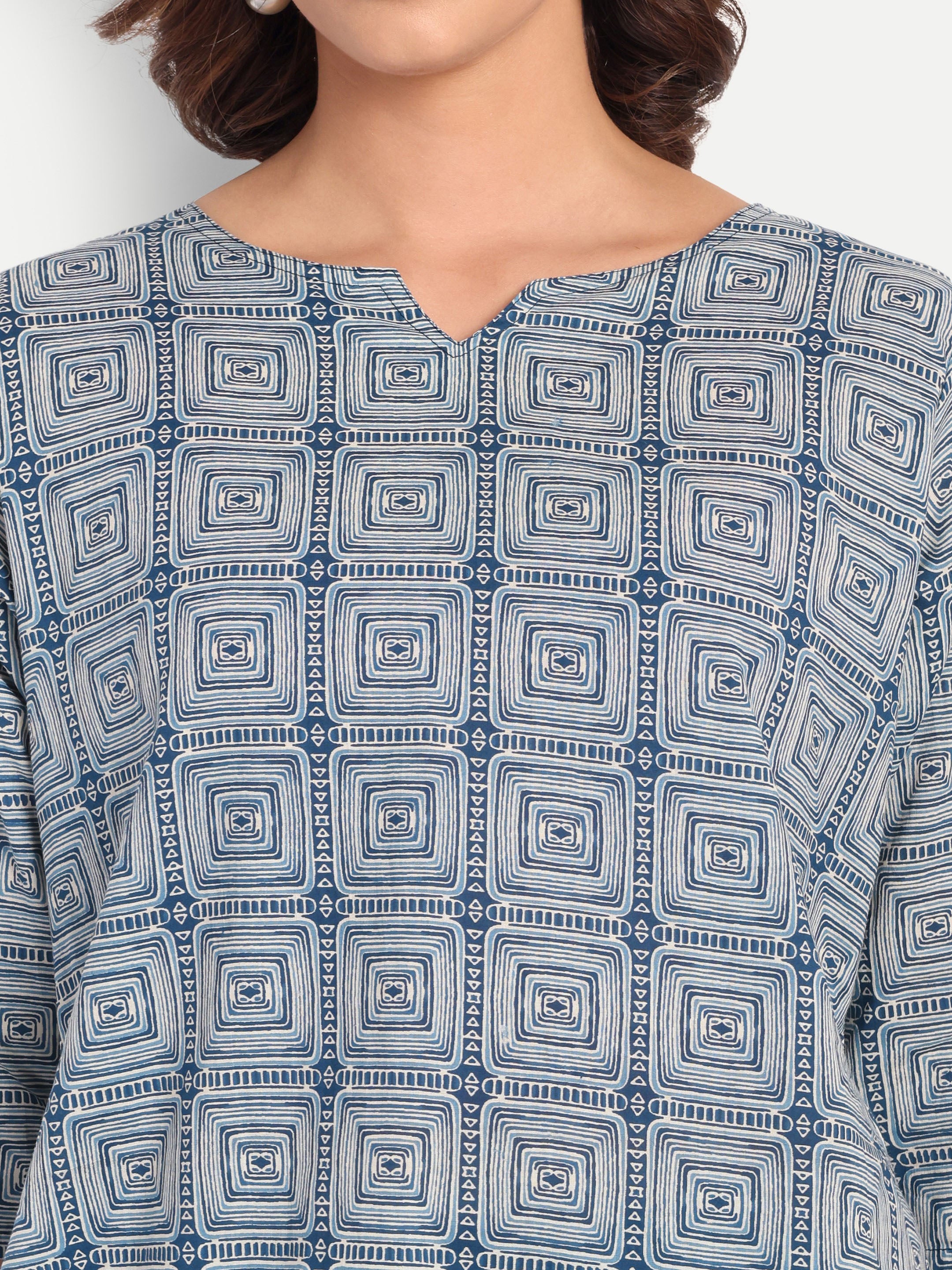 Indigo Square Weave – 100% Cotton Loungewear Set