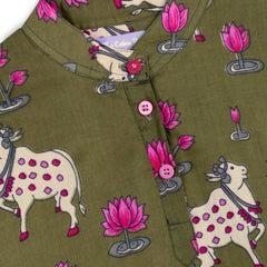 Pichwai Pastures Girls Kurta Pajama Set
