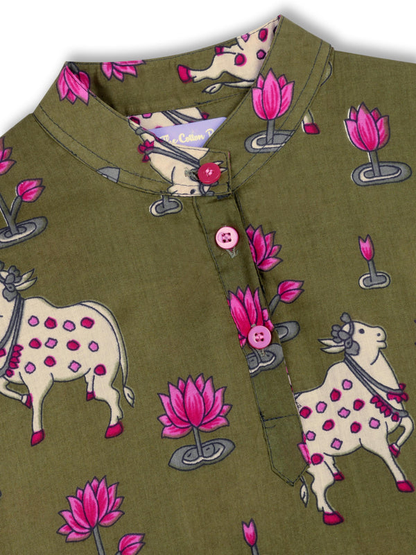 Pichwai Pastures Girls Kurta Pajama Set