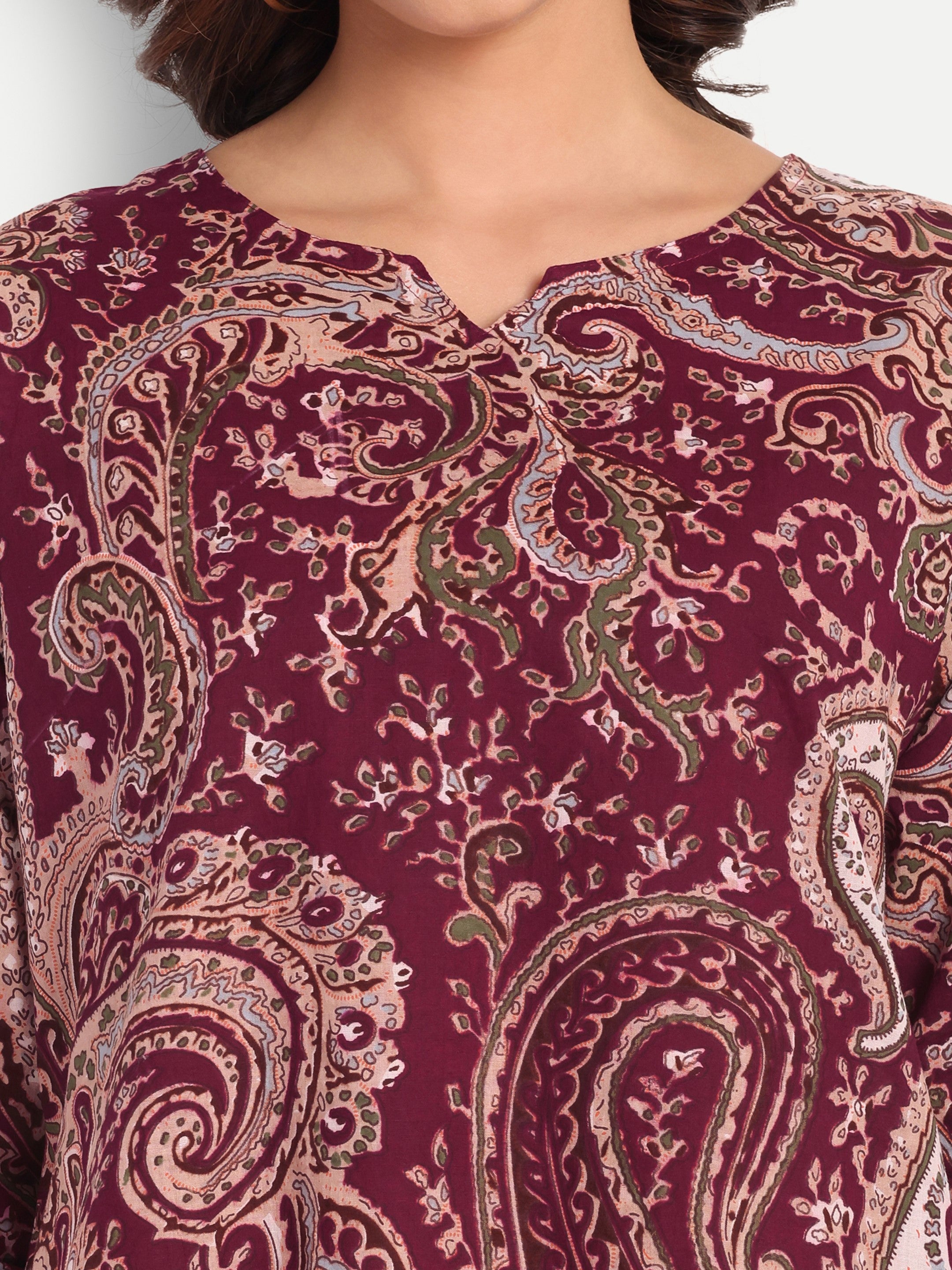 Wine Paisley – 100% Cotton Loungewear Set