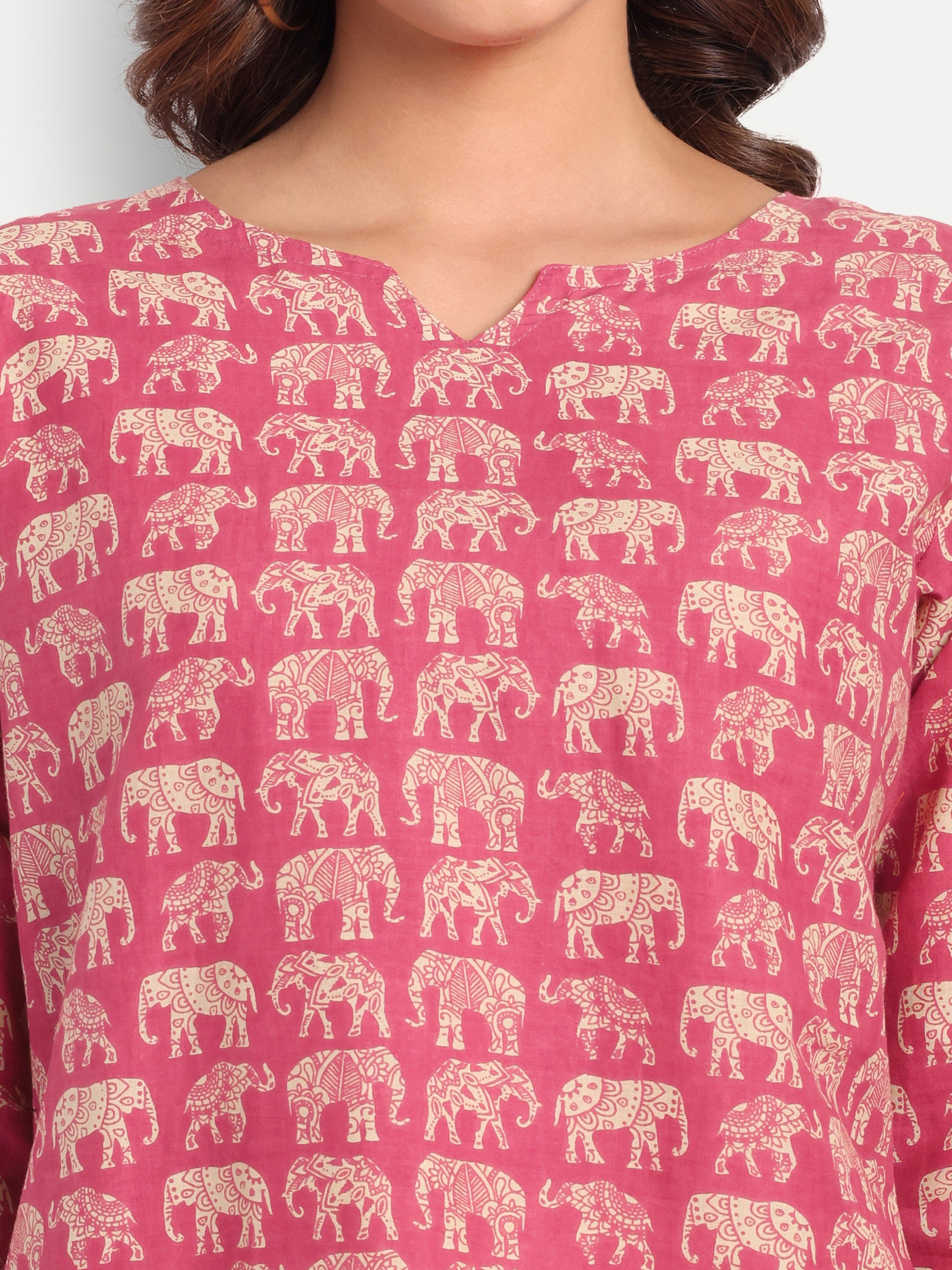 Royal Elephants – Rosewood – 100% Cotton Loungewear Set