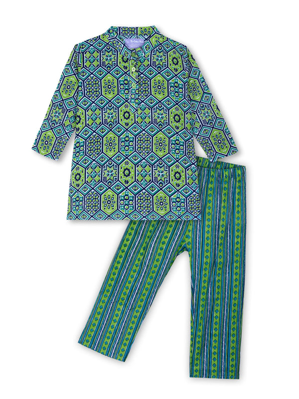 Jaipur Greens Girls Kurta Pajama Set
