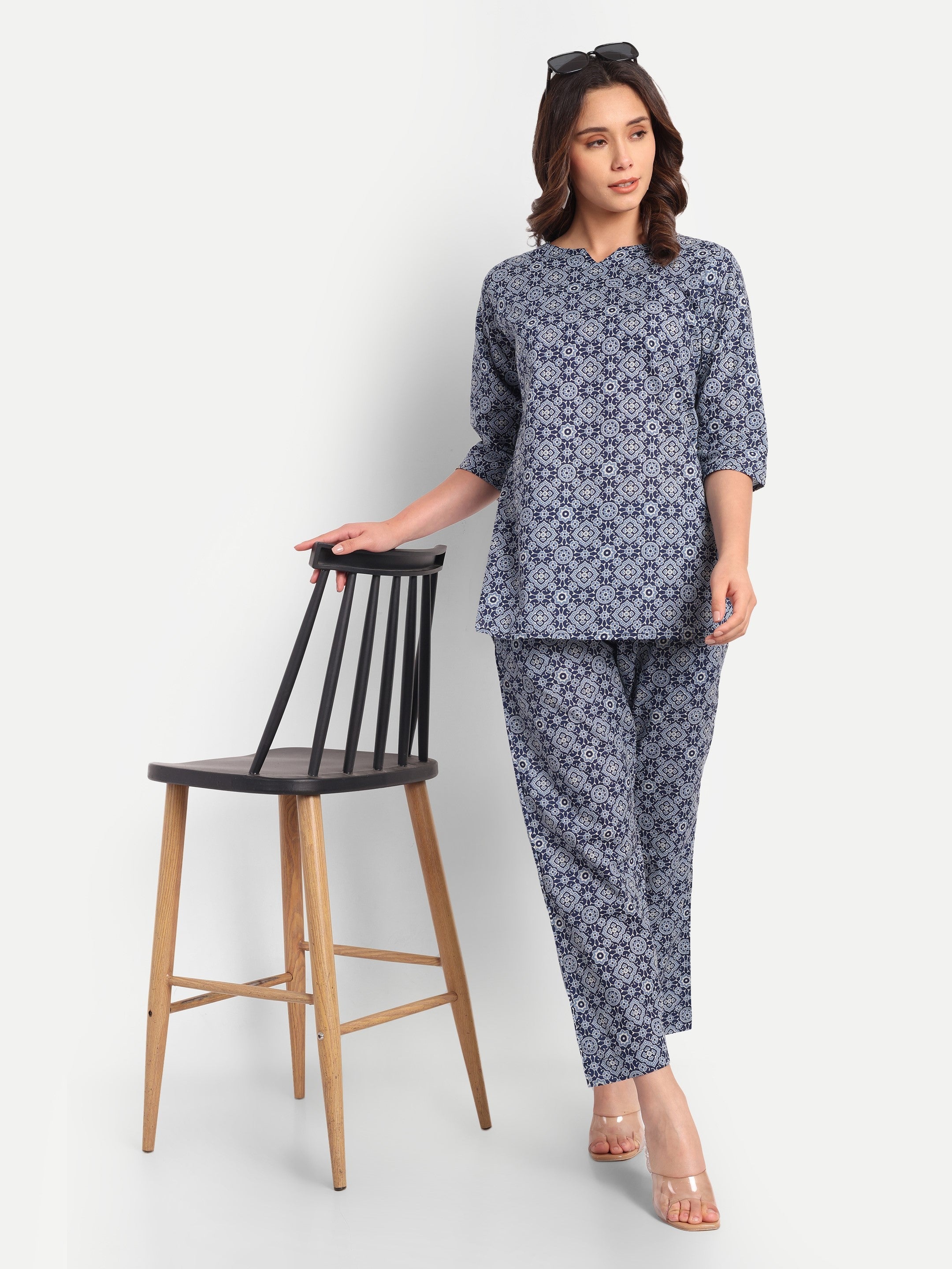 Indigo Jaali – 100% Cotton Loungewear Set