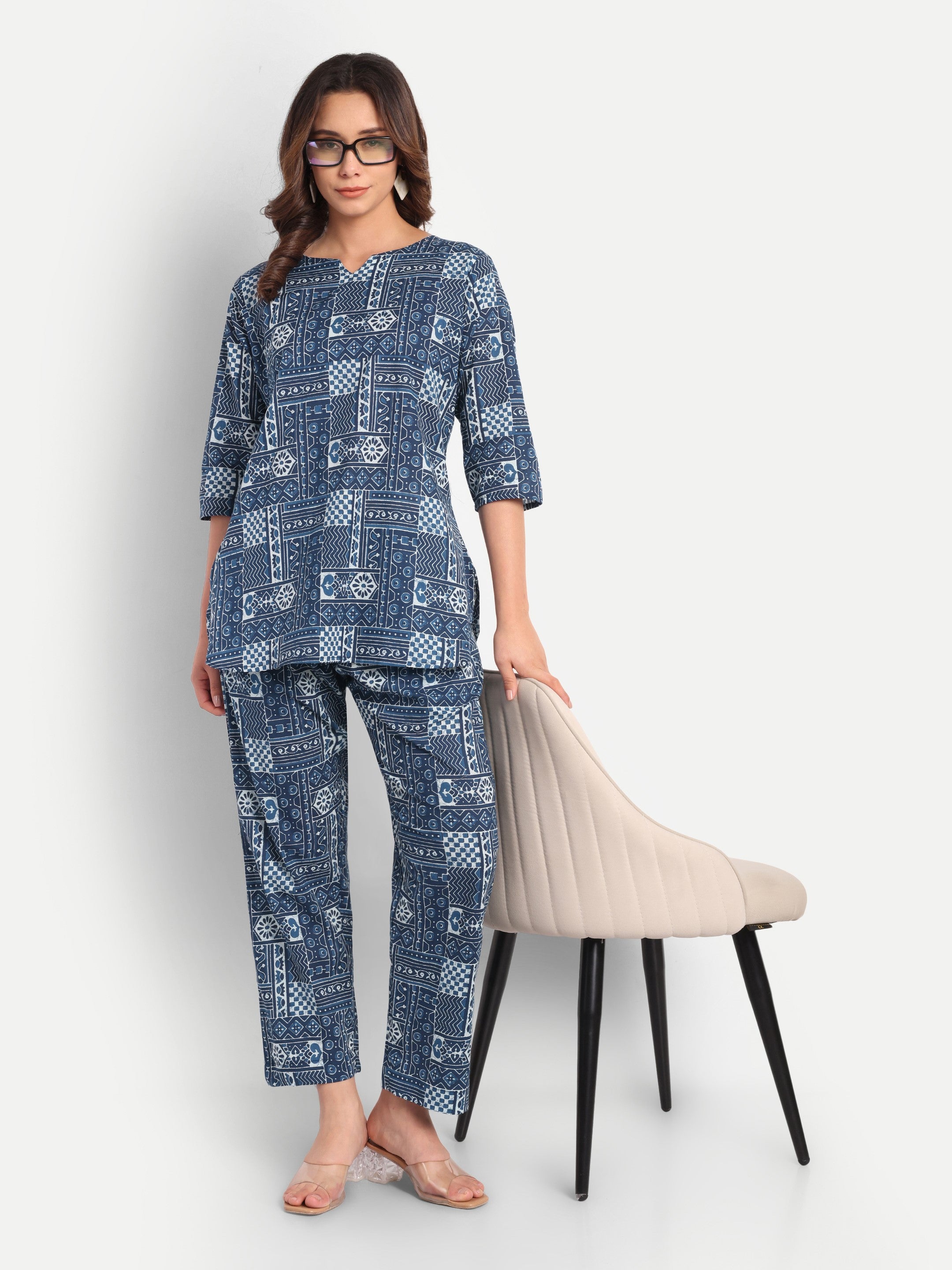 Indigo Tapestry – 100% Cotton Loungewear Set