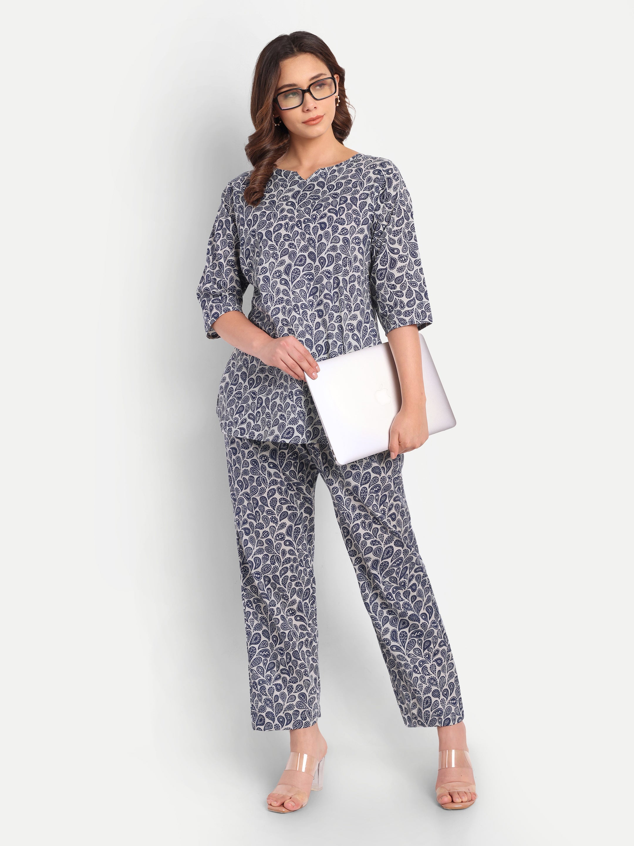 Blue Mehfil Paisley – 100% Cotton Loungewear Set