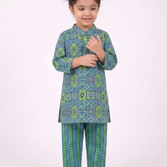 Jaipur Greens Girls Kurta Pajama Set