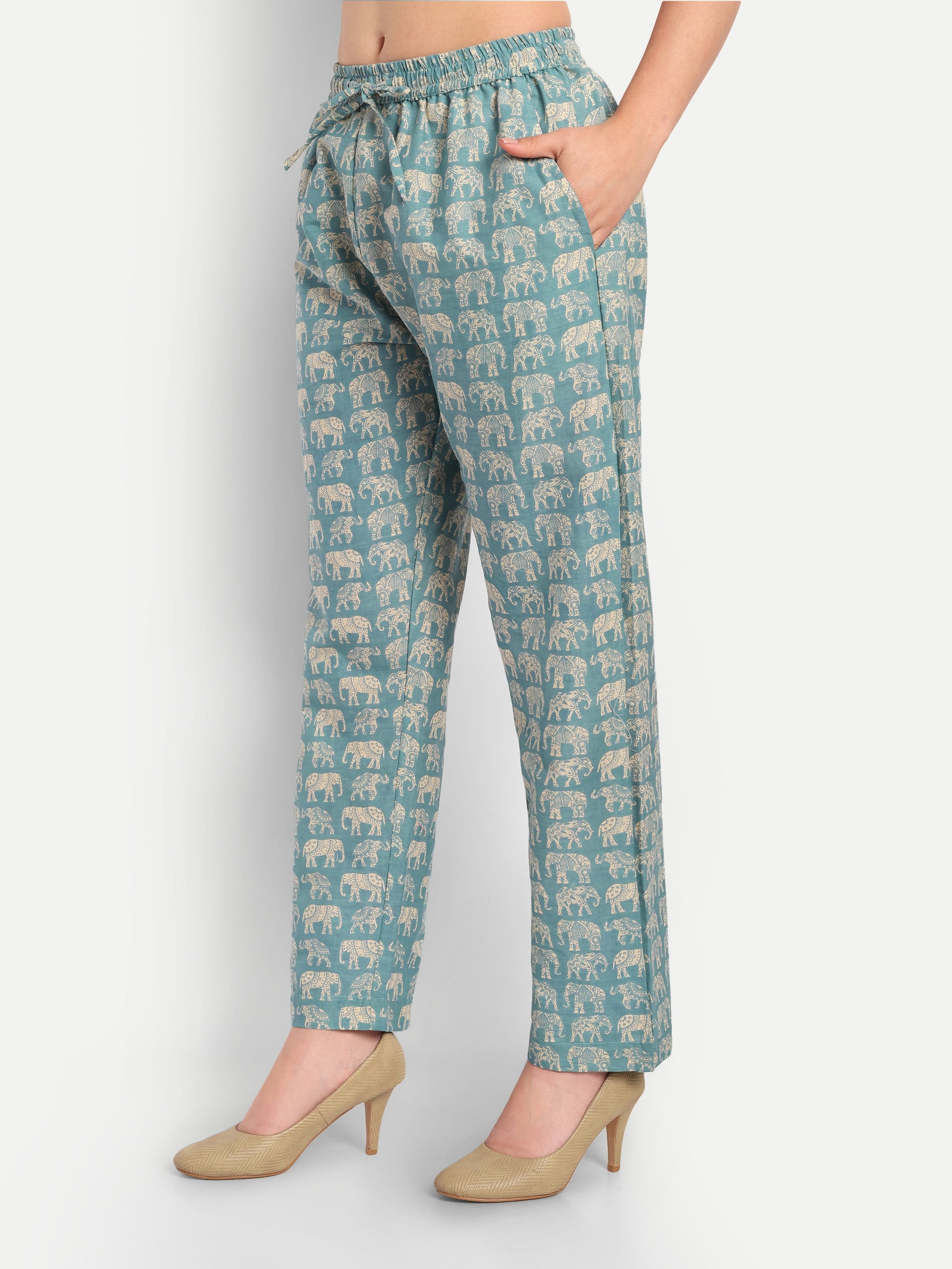 Royal Elephants – Powder Blue – 100% Cotton Loungewear Set
