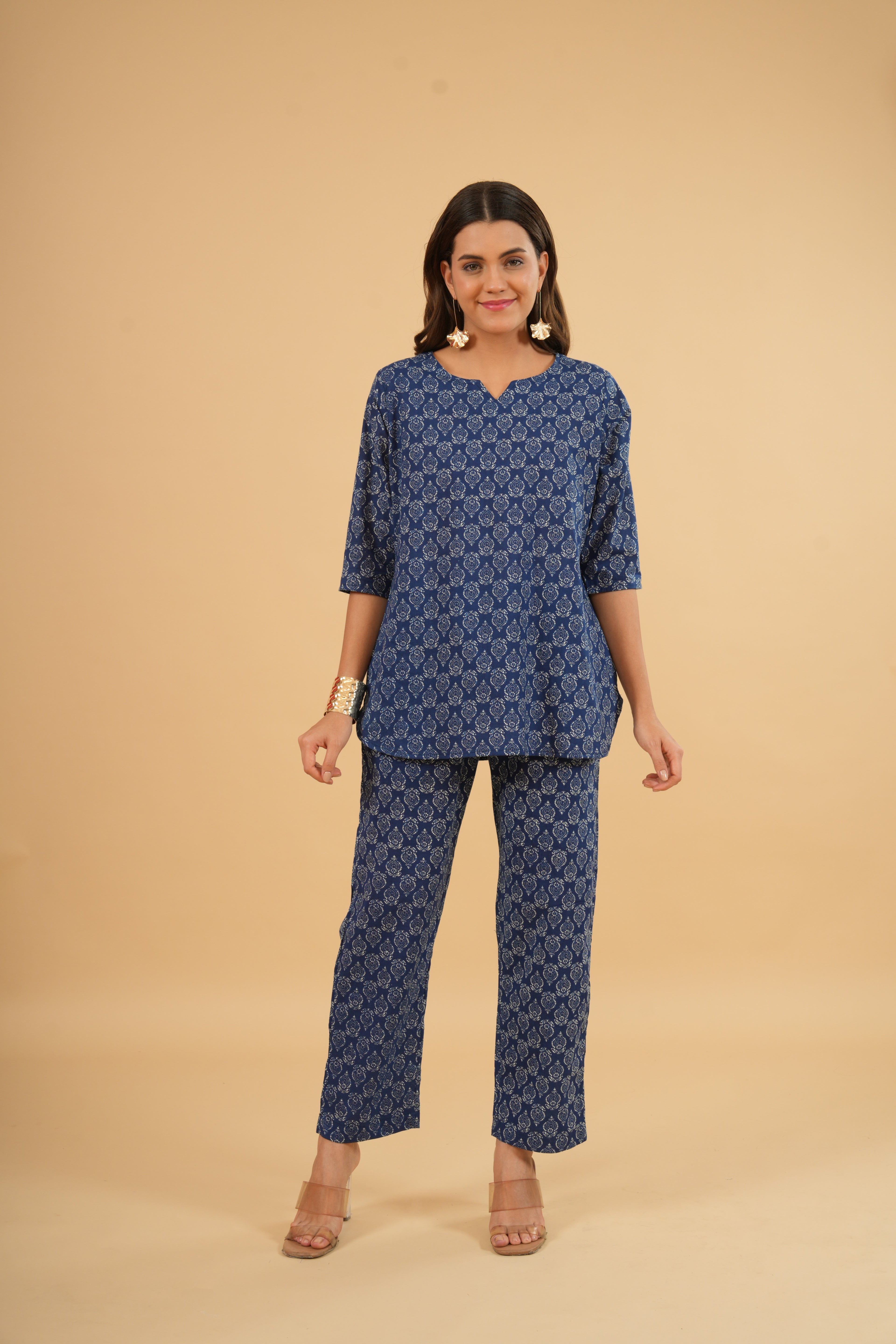 Indigo Bloom – 100% Cotton Loungewear Set