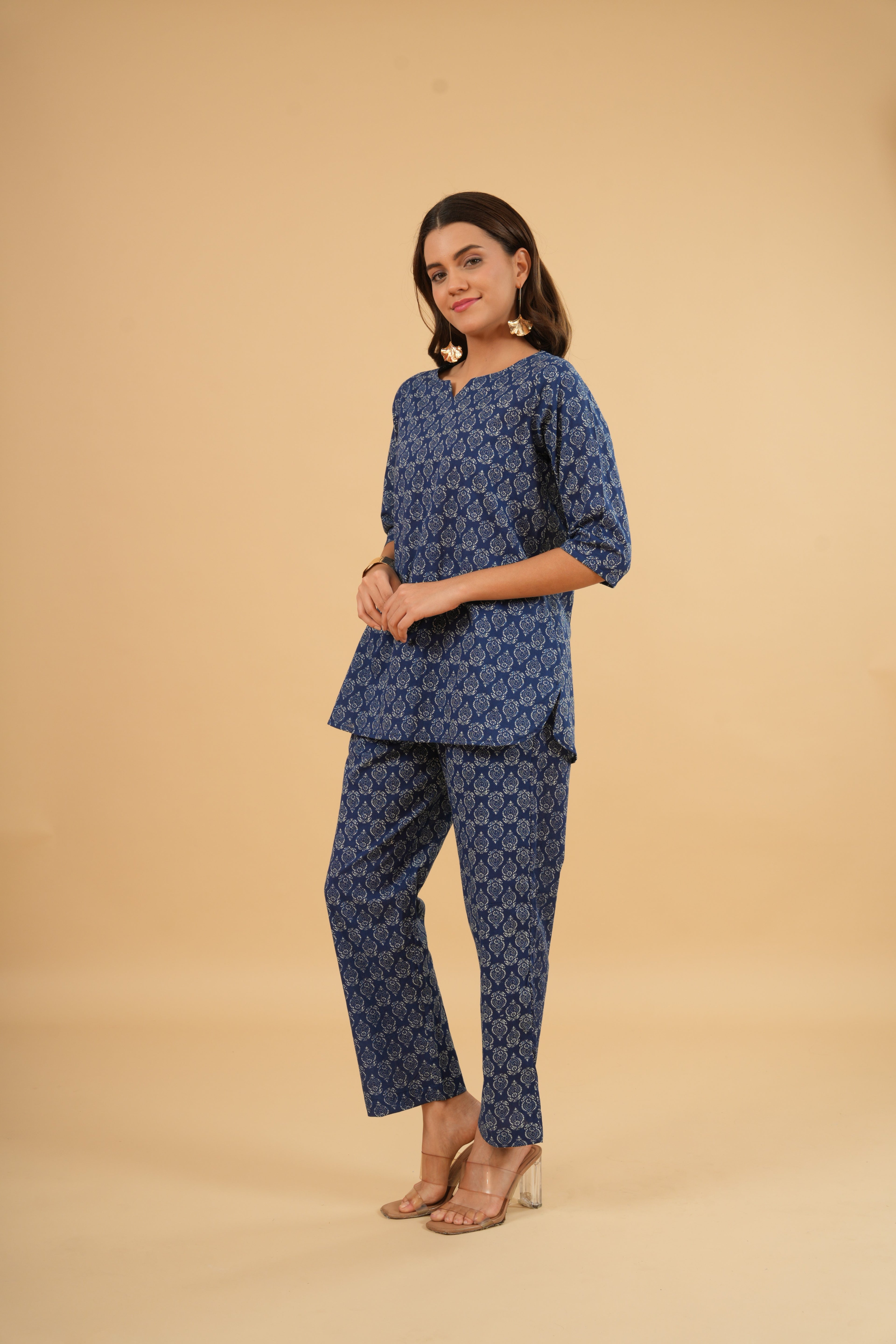 Indigo Bloom – 100% Cotton Loungewear Set
