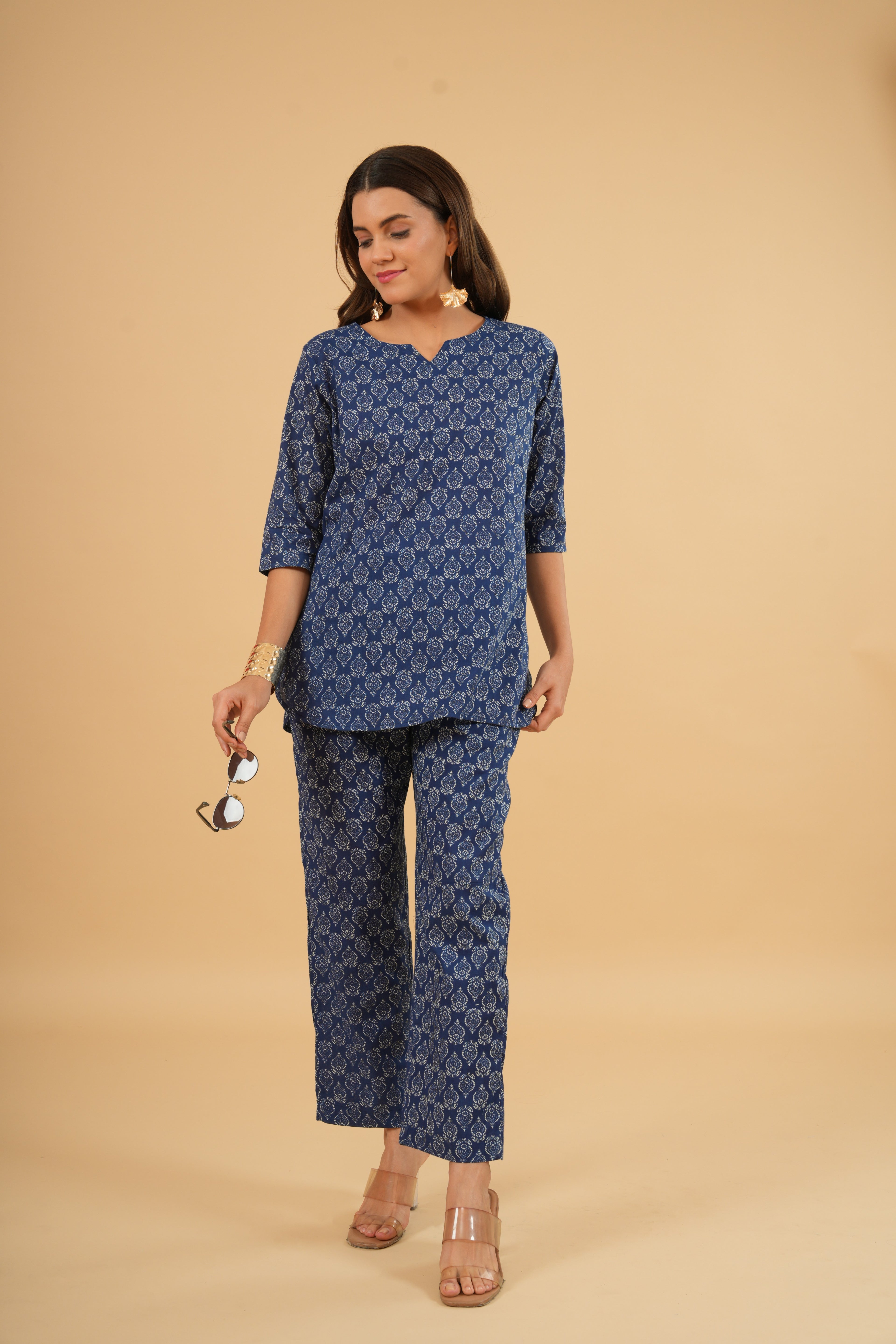 Indigo Bloom – 100% Cotton Loungewear Set