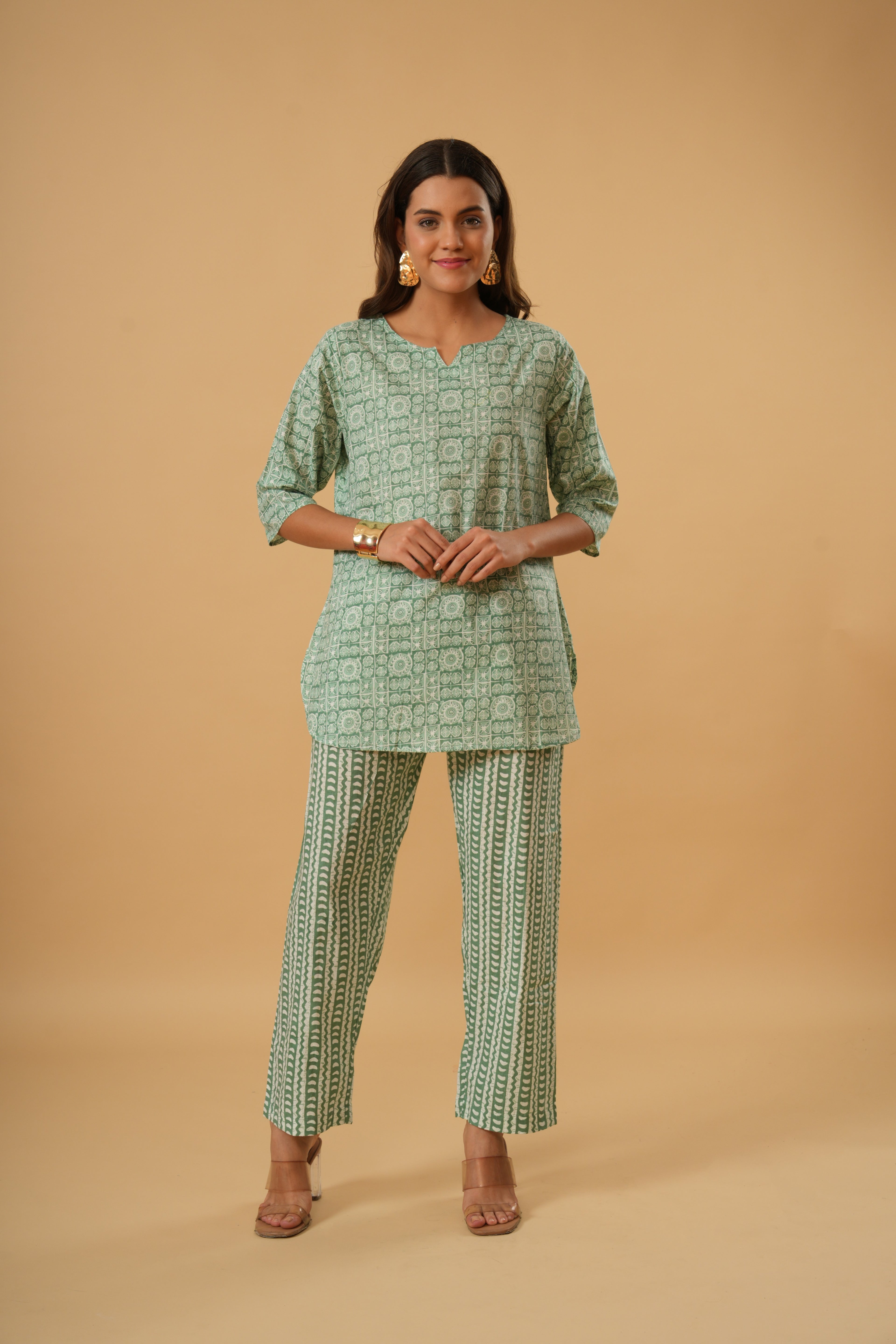 Mint Mosaic – 100% Cotton Loungewear Set