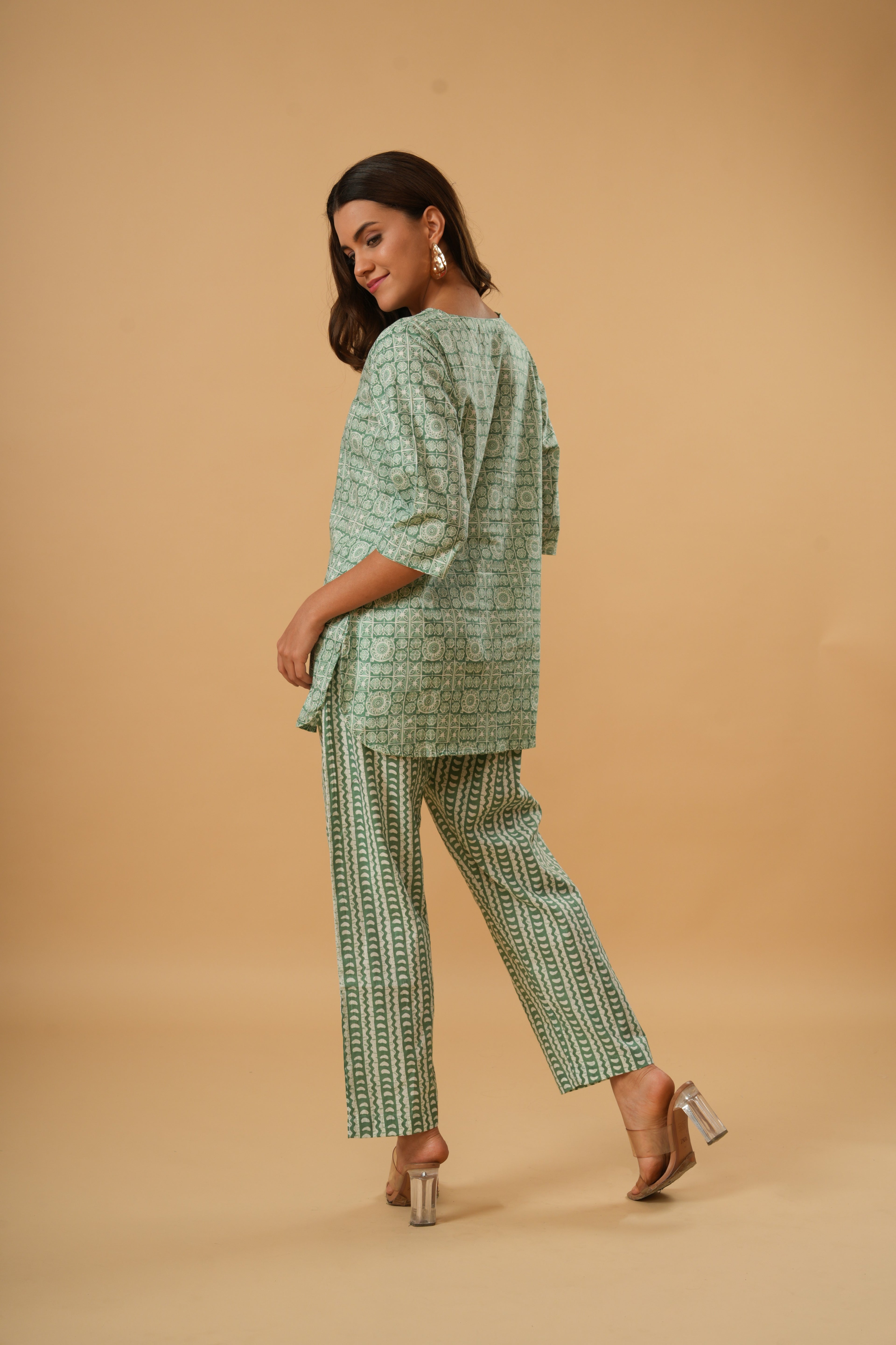 Mint Mosaic – 100% Cotton Loungewear Set