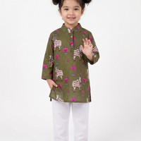 Pichwai Pastures Girls Kurta Pajama Set