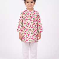 Flamingo Fiesta Girls Kurta Pajama Set