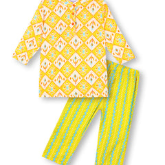 Sunshine Ikat Girls Kurta Pajama Set