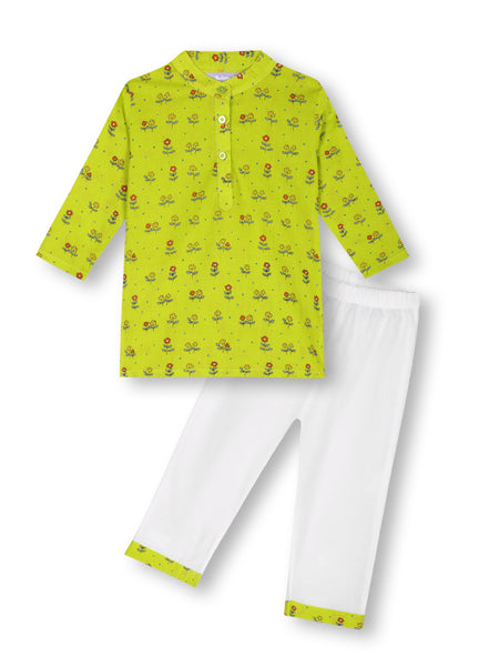 Fresh Lemonade Petals Kurta Pajama Set