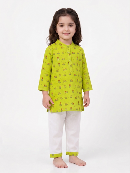 Fresh Lemonade Petals Kurta Pajama Set