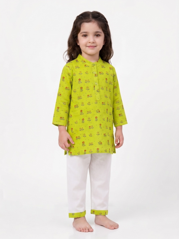 Fresh Lemonade Petals Kurta Pajama Set